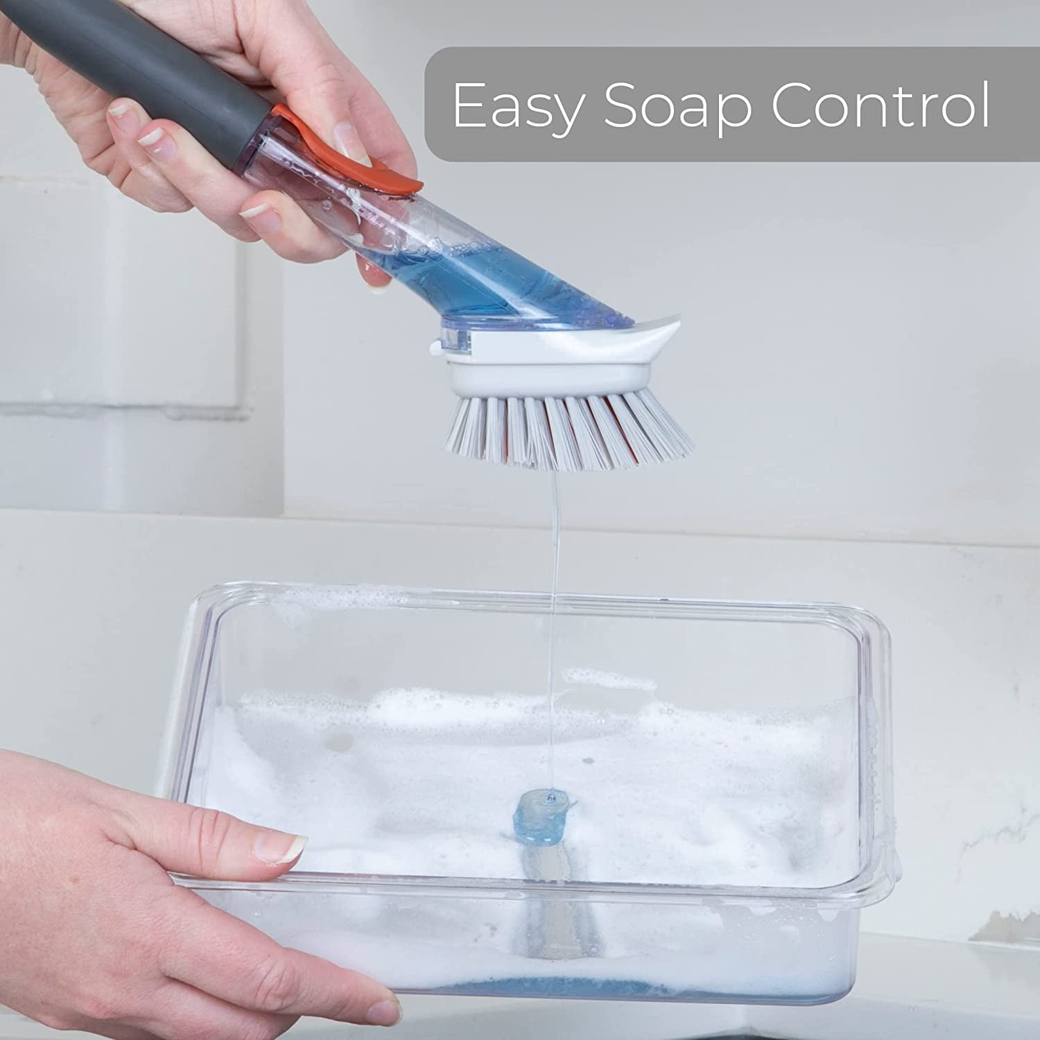 Smart Design Replacement Head for Non Scratch Soap Dispensing Dish Brush - Set of 2 - Built-in Scraper - Long Lasting Bristles - Odor Resistant - Clea