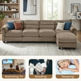 thumbnail image 6 of Bonzy Home Convertible Sectional Sofa With Ottoman, Ultra‑Comfort Seating – Configurable for Living Room & Family Room; Brown, 6 of 8