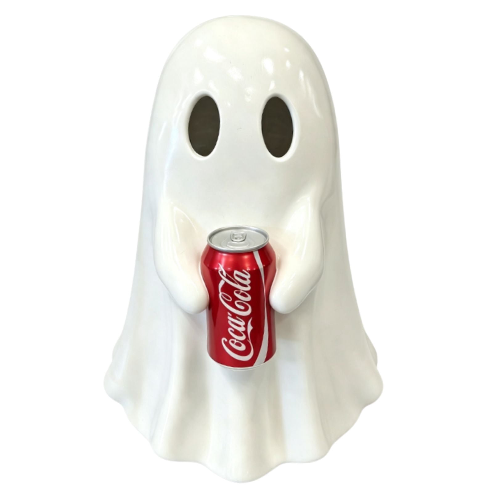 Coca-Cola Halloween Ghost Decor, Resin Ghost Figurine Holding Diet Coke Can, Retro Spooky Season Mantel Ornament Gift for Coke Collectors