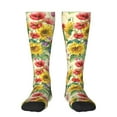thumbnail image 2 of Picia Women Crew Soft Moisture-wicking Socks Sunflower Cornflower Poppy Pattern Design Cotton Socks, One Size fit All, 2 of 9