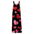 thumbnail image 4 of ASDFVBKG Valentine's Day Women's Jumpsuits Trendy One Piece Button Jumpsuits Pockets Wide Leg Onesie Heart Graphic Classic Overalls Loose Outfits Black XL, 4 of 5