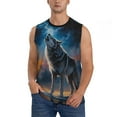 thumbnail image 2 of Fotbe Men's Lonely Night Sky Wolf Print Men's Sleeveless Muscle Tank Tops Casual T-Shirts for Gym Workout Beach-X-Large, 2 of 8