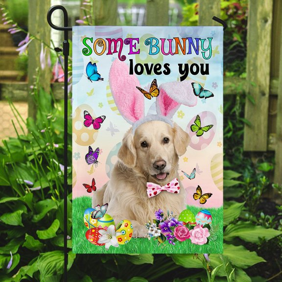 FLAGWIX Golden Retriever Easter Some Bunny Loves You Flag, Outdoor Easter Decoration - Garden Flag (11.5" x 17.5")