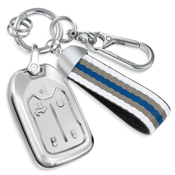 for GMC Key Fob Cover with Fashion Braided Keychain, Enchanting Diamond Patterns Soft Case for GMC Terrain Yukon XL Chevy (6 buttons) Key Fob Shell