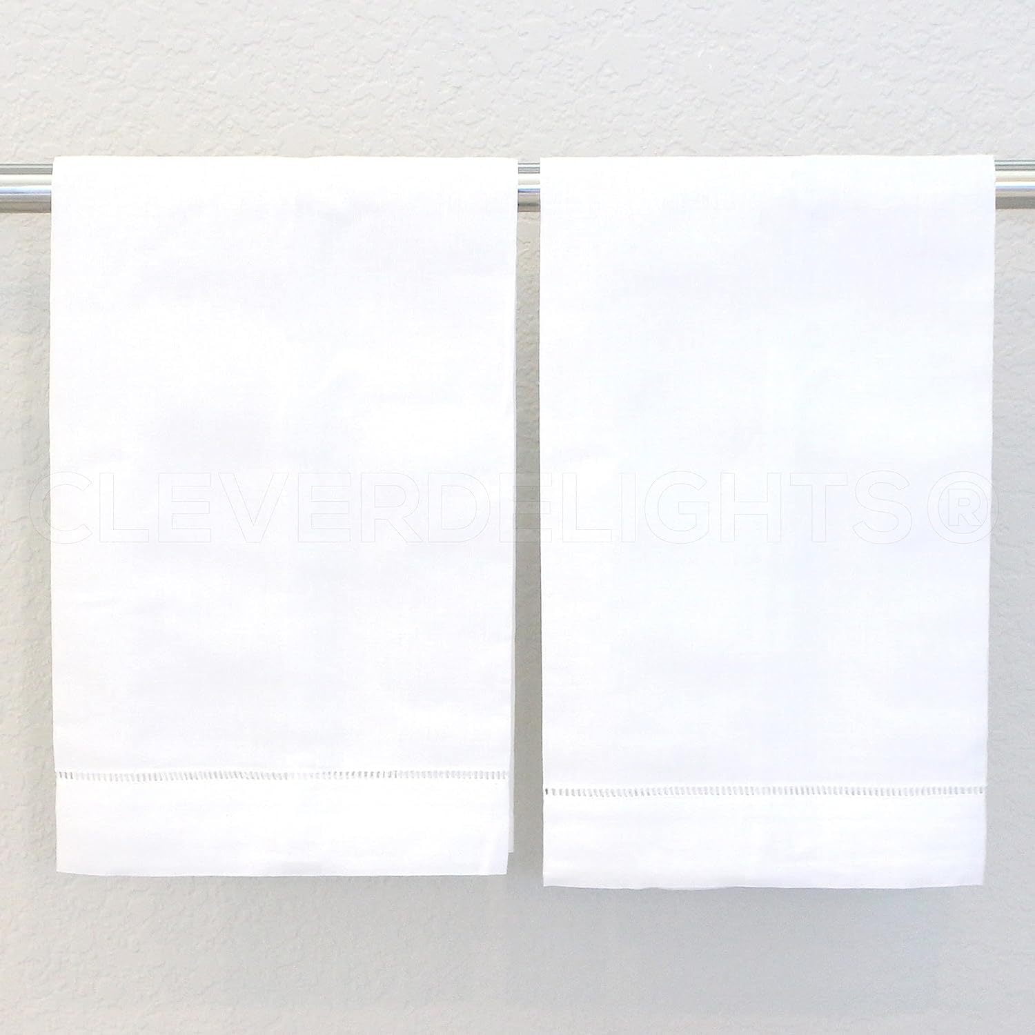 HTYSUPPLY White Hemstitched Hand Towels - 6 Pack - 14" x 22" - 100% Cotton - Fingertip Towel
