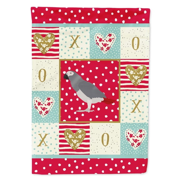 African Grey Parrot Love Flag Canvas House Size
