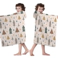 thumbnail image 4 of Multicolor Christmas Tree Pattern Hooded Bath Towel，50"x30" for Ages 3 To 12 Kids, Quick Dry Lightweight Soft Microfiber Hood Beach Towel Cover Up for Kids, 4 of 7