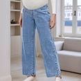 thumbnail image 6 of Maternity Jeans for Women Stretch Denim Pants Comfortable Belly Support Wide Leg Trousers Casual Outfit BU1 L, 6 of 6