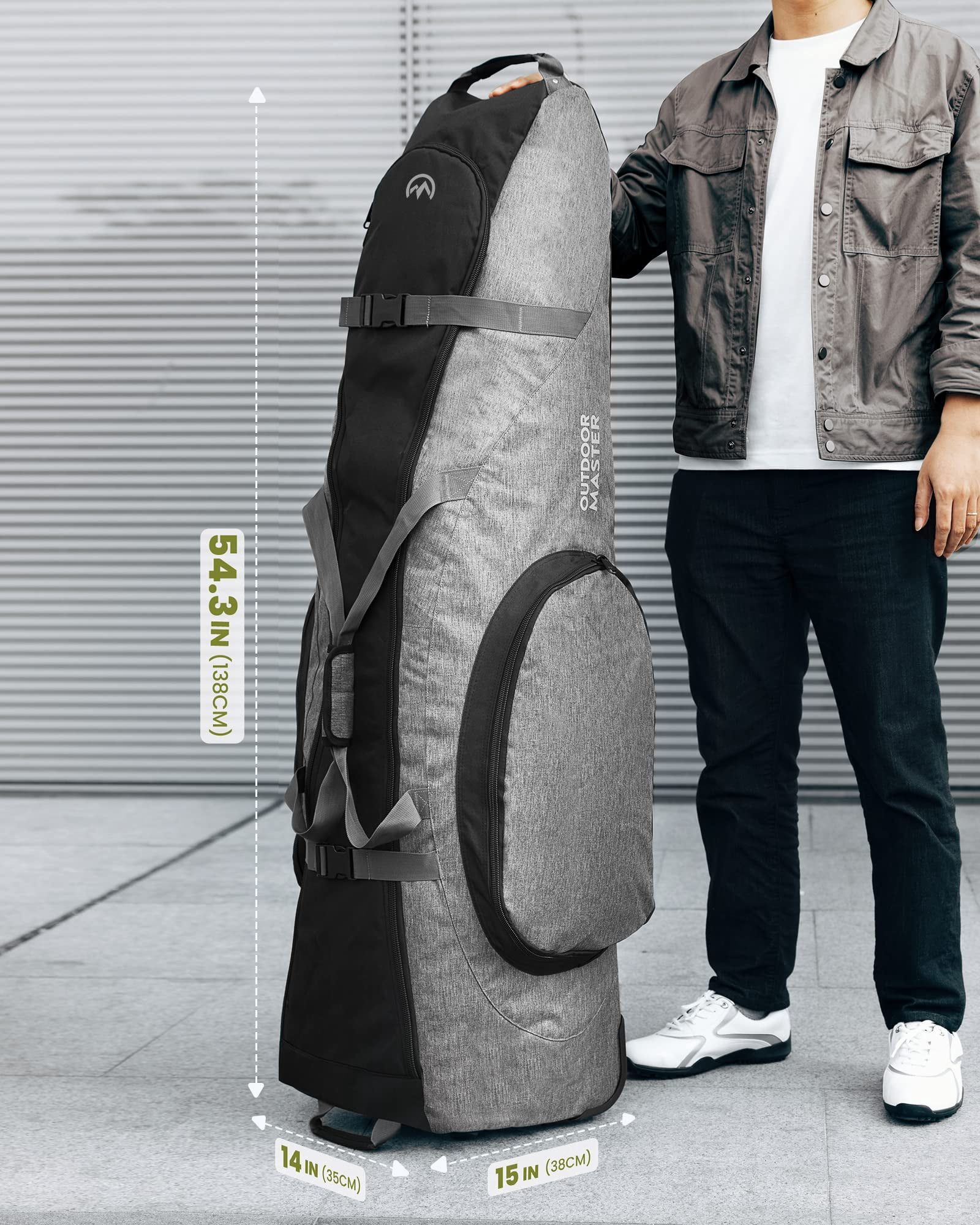 OutdoorMaster Padded Golf Travel Bag with Wheels, 900D Heavy Duty Oxford Wear-Resistant and Waterproof Golf Travel Case