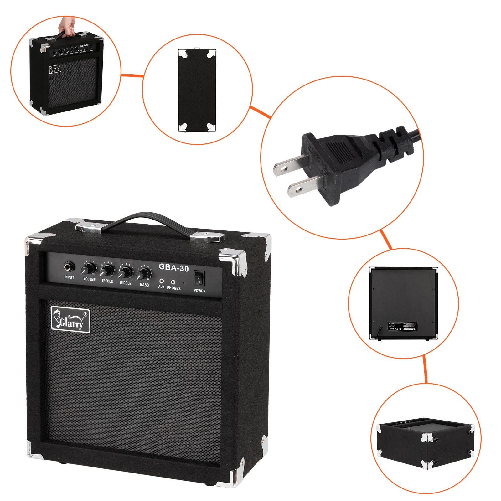 30W Electric Bass Guitar Amplifier, Black - Walmart.com