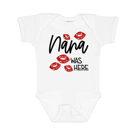 

Inktastic Nana Was Here Red Kisses Gift Baby Boy or Baby Girl Bodysuit