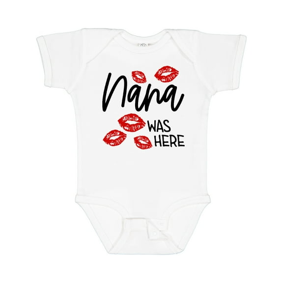 Inktastic Nana Was Here Red Kisses Boys or Girls Baby Bodysuit