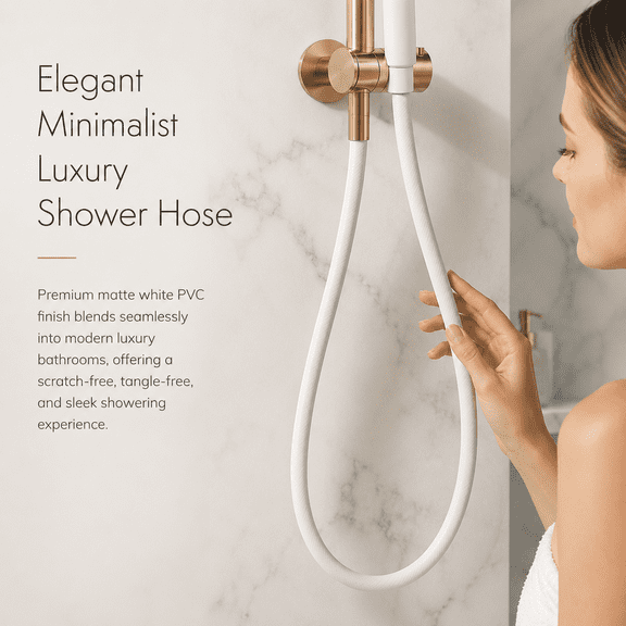 PVC Shower Hose, 71 Inch Anti-Kink Handheld Shower Hose, White