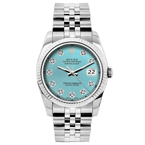 Pre-Owned Rolex Datejust 26 mm Stainless Steel Bracelet Blue Rays Dial Men’s Watch