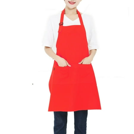 Adjustable Two Pocket Apron Adjustable Apron Waterdrop Resistant with 2 Pockets Cooking Kitchen Aprons for Women Men Chef ()