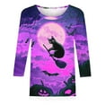 thumbnail image 3 of VKOYWKM Halloween Shirts for Women Spooky Witch Graphic T Shirts 3/4 Sleeve Loose Fit Crew Neck Halloween Vintage Blouses, 3 of 4