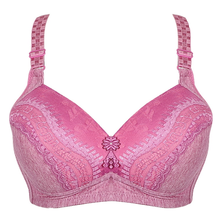 SOOMLON Bra Tops for Women Fashion Wire Free Bra Everyday Bra Breathable  Bra Wedding Bra Hot Pink XL