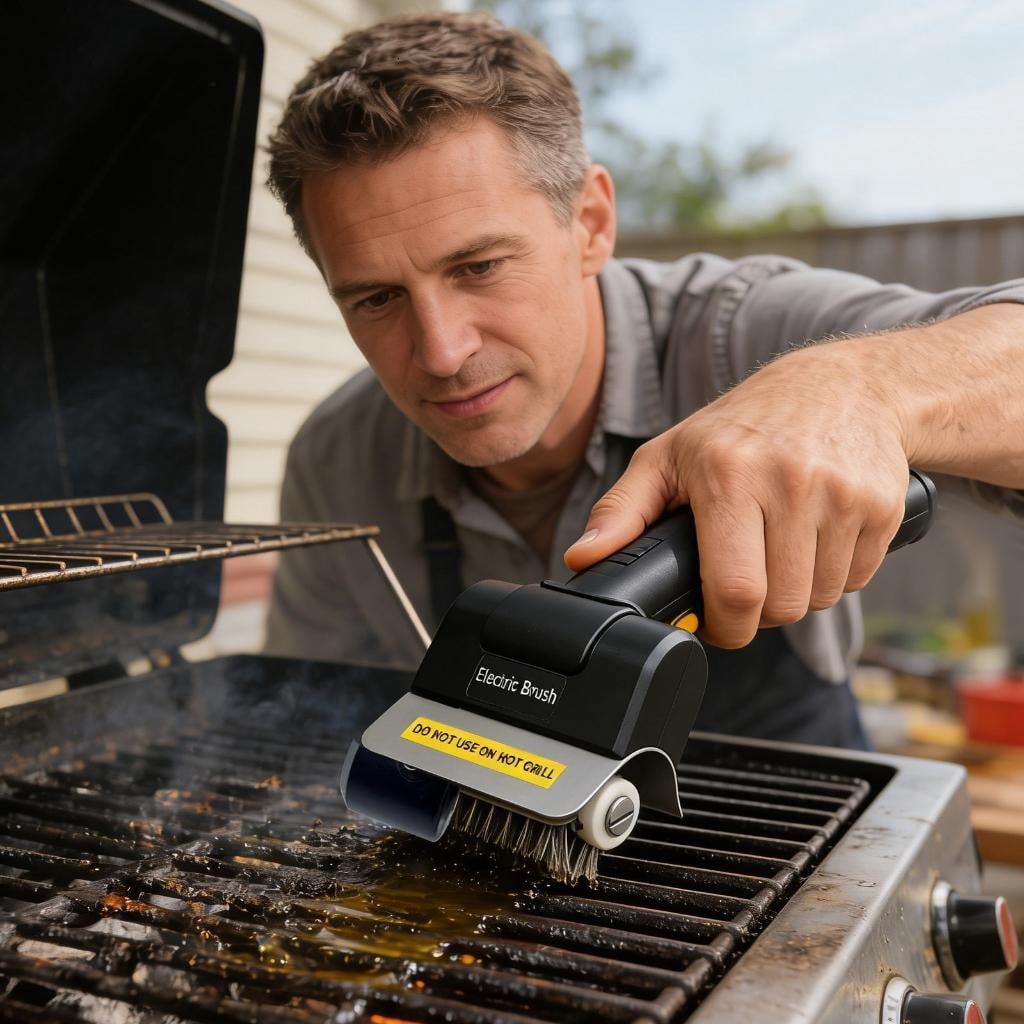 HannLk Cordless Grill Scrubber Rechargeable Cleaning Brush For Camping And Backyard