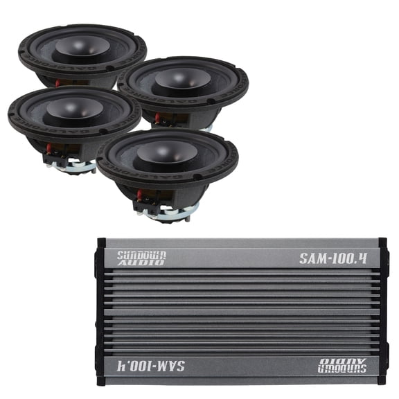 4x Galeforce 8" 450W Marine Speaker   Sundown 4 Channel 400W BT Amplifier
