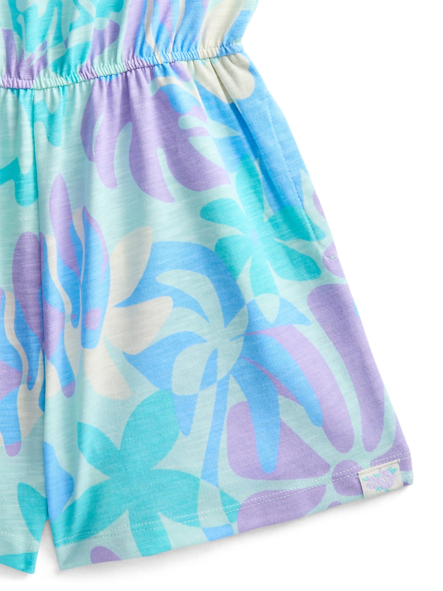 Wonder Nation Little Girls' Sleeveless Print Romper, Sizes 4-10