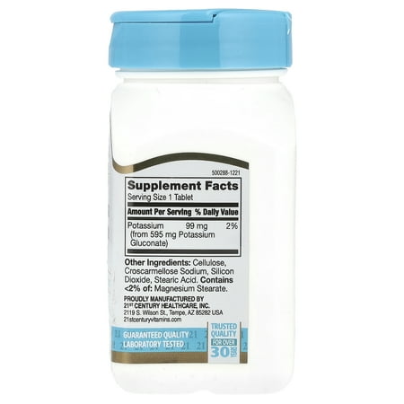 21st Century, グルコン酸カリウム, 595 mg, 110錠