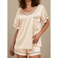 thumbnail image 3 of Avidlove Women's Satin Silk Pajama Set Short Sleeve Pj Tops with Short Sleepwear Two Piece Loungwear Soft Matching Lounge Sets S-XXL, 3 of 9