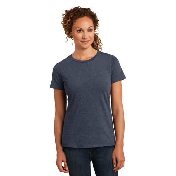 District Made Ladies Perfect Blend Crew Tee. Dm108l , DM108L , Heathered Navy , X-Large