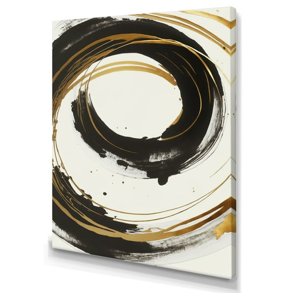 Designart Black And Gold Curves I Canvas Wall Art