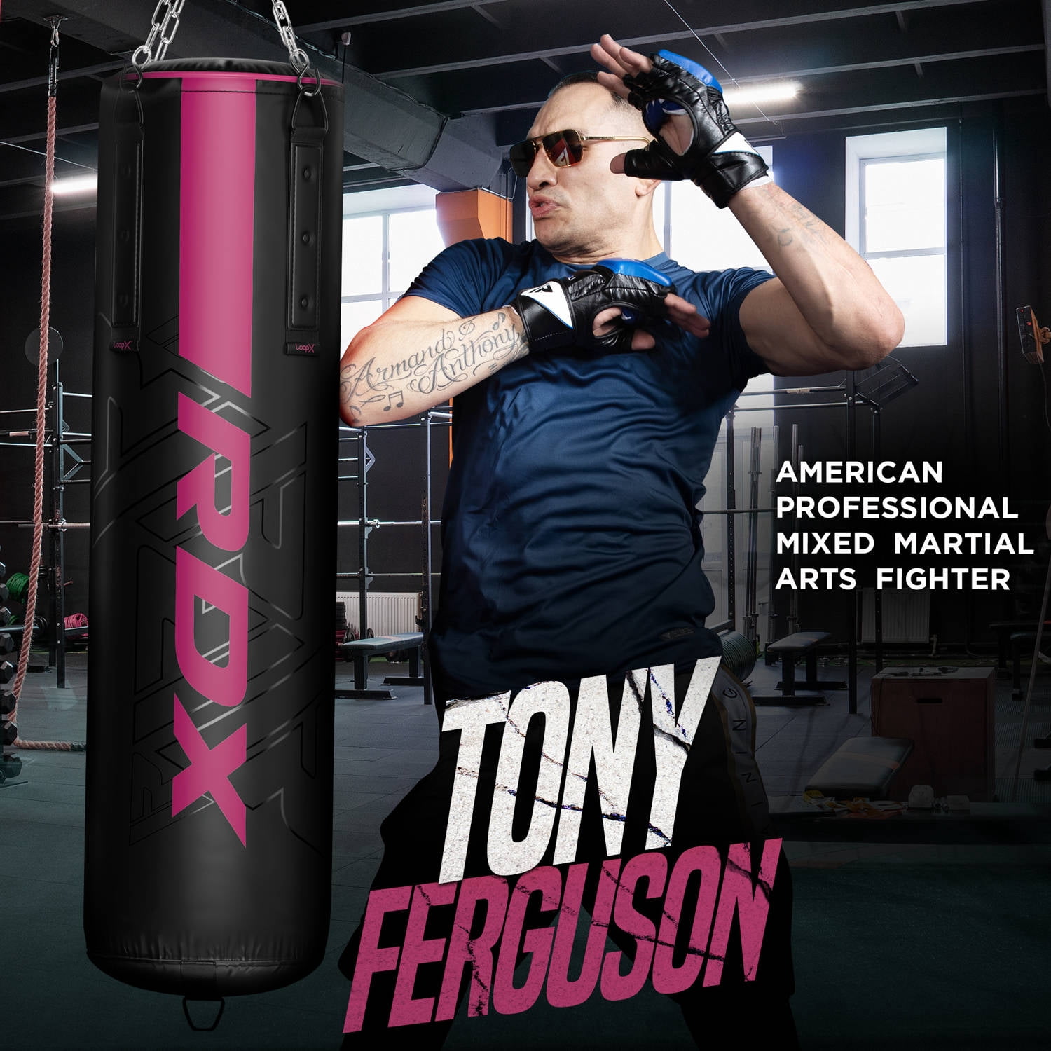 RDX 4PC Punching Bag Anti Swing Heavy Filled Set, Non Tear Maya Hide Leather Adult Bag with Ceiling Hook Punching Gloves Chain, Kickboxing Boxing MMA Muay Thai Karate Training, 60 lb, 80 lb