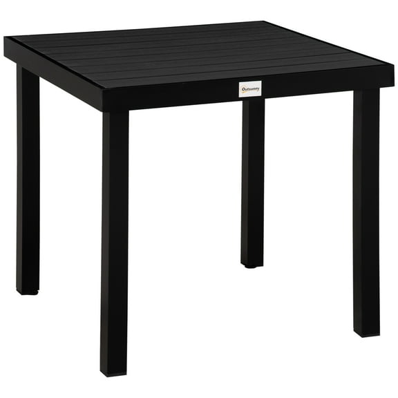 CoSoTower Outdoor Dining Table for 4 Person, Square, Aluminum Metal Legs for Garden, Lawn, Patio, Woodgrain Black