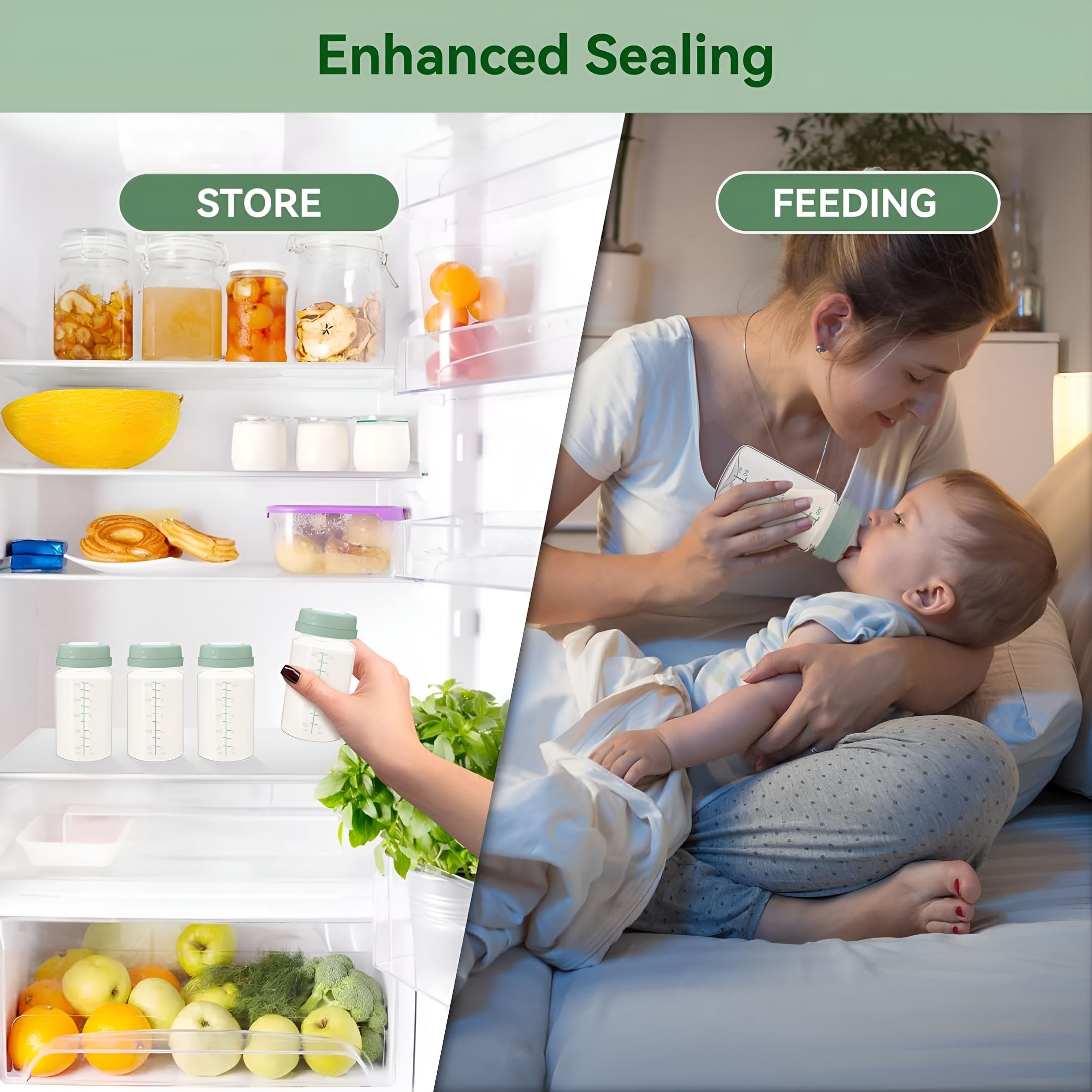 XIRQI 2026 New 10Oz Breast Milk Storage Bottle,Collection Bottle Container for Fridge,Pumping Bottles Compatible with Wide Neck Flange for Home,Daycare,Travel,Hospital,4Pcs