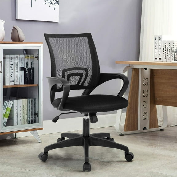 CL.HPAHKL Mesh Office Chair Comfortable Desk Chair, Ergonomic Rolling Task Chair with Armrest, Black