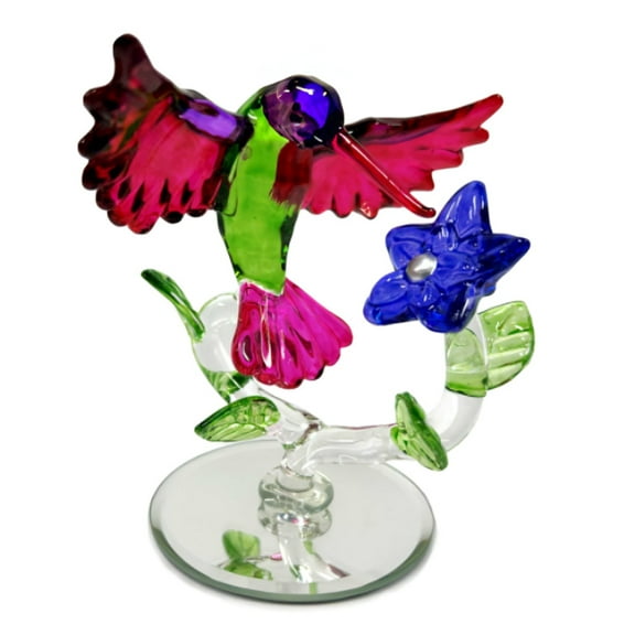 The Bradford Exchange Garden Treasures of Sparkling Elegance Collection Issue #15: Violet Elegance Hummingbird Handcrafted Crystal Jewel Toned Colors with Mirrored Base 6-inches