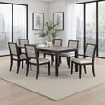 thumbnail image 6 of Benjara Elina 60-78" Dining Table- Extension Leaf- Gray Asian Hardwood- MDF, 6 of 8