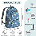 thumbnail image 5 of Football and Crown Blue Pattern Backpack for School, Cute School Bag with Adjustable Shoulder Straps and Padded Back, 16.9"x12.6"x5.9", 5 of 5
