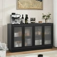 thumbnail image 2 of Juiluna Buffet Cabinet with Storage, 55.1" Large Wood Cabinet with 4 Fluted Glass Doors, Black Modern Storage Cabinets for Living Room, Entryway, Kitchen, Dinning Room, Hallway, 2 of 8
