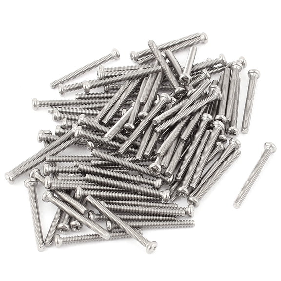 M2.5 x 25mm 304 Stainless Steel Crosshead  Round Head Screws Bolt 60pcs