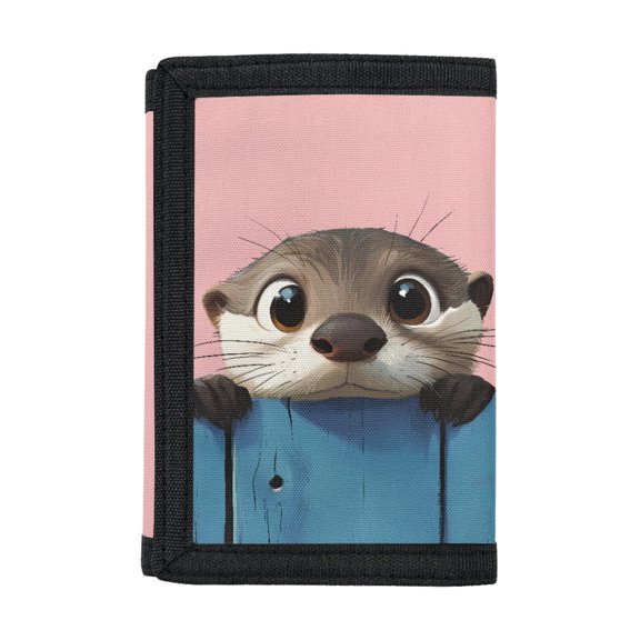 Chririnla Otter Pattern Portable Kids Trifold Wallet, Polyester Toddler Wallets Easy Access Children's Wallet for Sports School