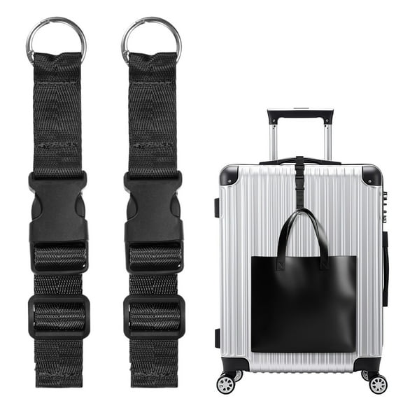 2-Pack Add A Bag Luggage Strap, Adjustable Suitcase Belt, Luggage Connector [Black]