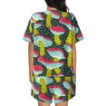 thumbnail image 3 of Bingfone Green Mushroom Print Pajamas Sets for Women Soft Short-Sleeved Pjs with Lounge Shorts Two Piece Sleepwear, 3 of 8