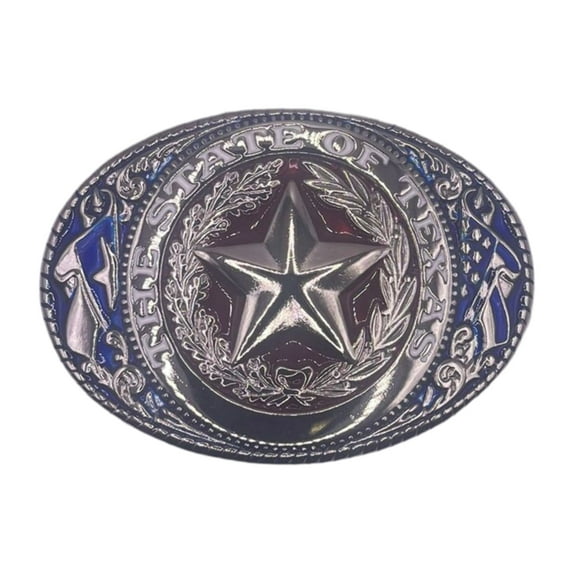 The State of Texas Lone Star Emblem Silver Unisex Fashion Western Cowboy Belt Buckles