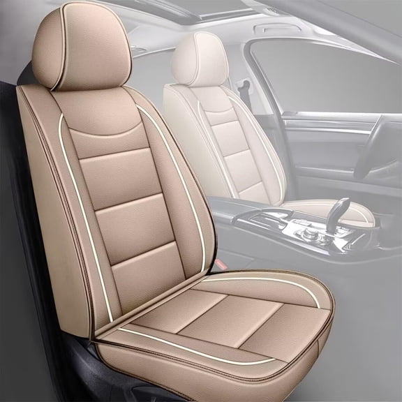 LAONNVIR Car Seat Covers for Subaru Outback 2007-2025:5 Seats Full Set Beathable Leather Automotive Seat Protectors(Beige5,5 Seats)