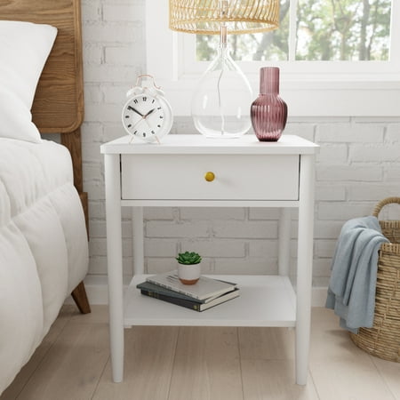 Rest Haven Winthrop Wood Nightstand with One Drawer, White