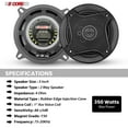 thumbnail image 6 of 2 Way 5' Car Stereo Speakers Pair 350W Coaxial Subwoofer w Tweeter Universal Fit Quick Deep Bass Replacement Component Speaker for Vehicle Door Side Panel - CS 05 2W, 6 of 10