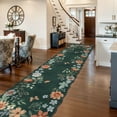 thumbnail image 2 of Moynesa 2'5''x10' Floral Runners for Hallways, Kitchen Runner Rug Ultra-Thin Soft Rug, Non-Slip Washable Rug Runner Stain Resistant Boho Rug Low-Pile Carpet Runner for Bathroom Bedroom,Dark Green, 2 of 7