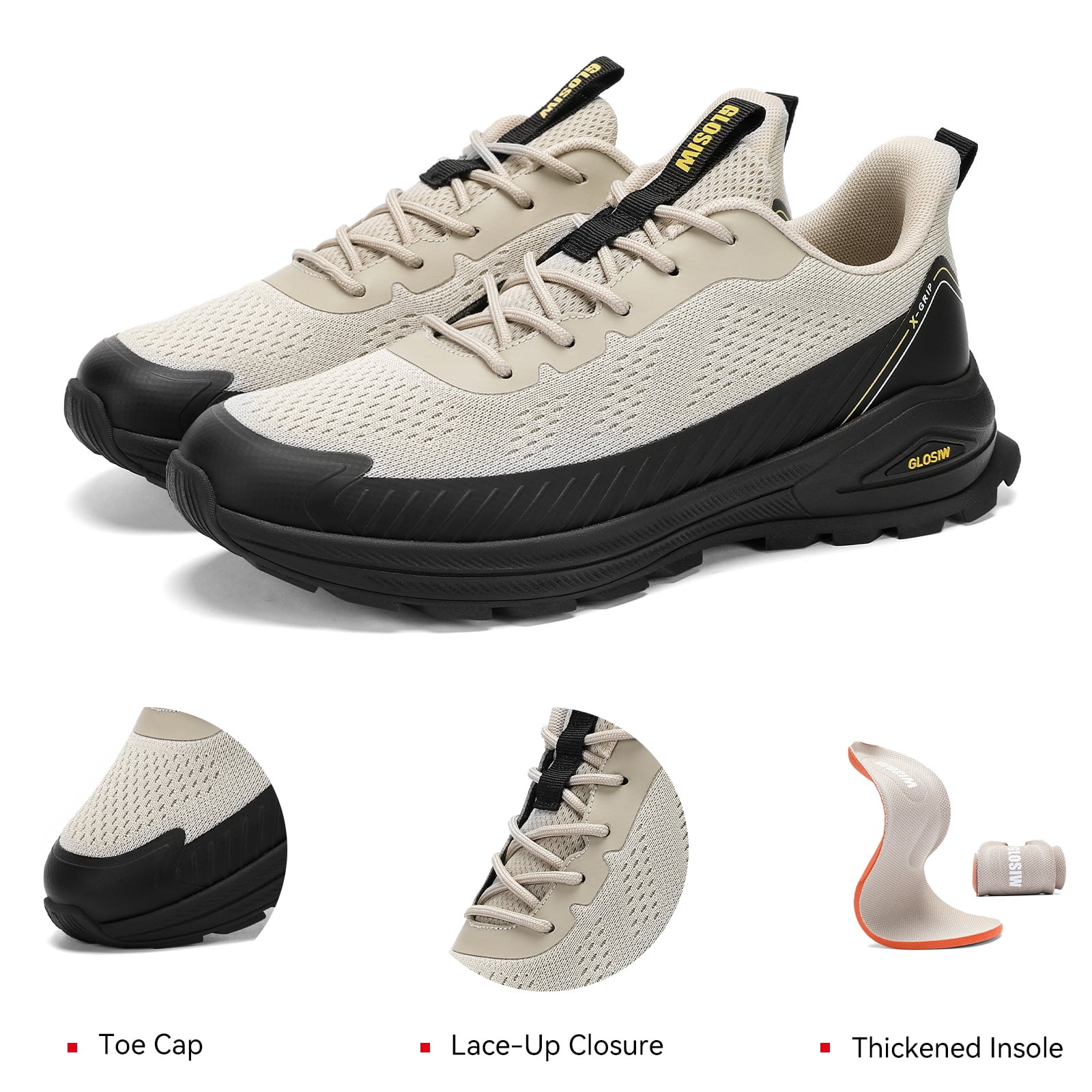 GLOSIW Men's Trail Running Shoes Fashion Walking Hiking Sneakers for Men Tennis Cross Training Shoe Outdoor Snearker