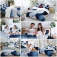 thumbnail image 5 of Abstract Curve 4 Piece Duvet Cover Set California King Size White Blue Gradient Stitching Soft Bedding Set Comforter Cover, 1 Duvet Cover 1 Flat Sheets and 2 Pillowcases, 5 of 9