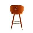 thumbnail image 5 of Velvet Counter Height Bar Stools Set of 2, Swivel Counter Height Bar Stools with Solid Wood Legs and Button Tufted Back, 360 Degree Bar Chairs for Kitchen Island Cafe Pub Dining Room, Orange, 5 of 9