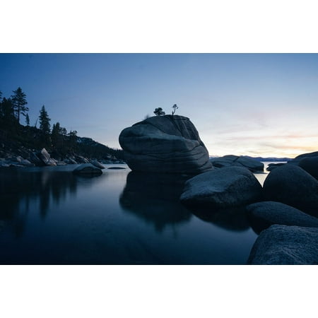 Landscape Boulder - Canvas Print Landscape Rocks Lake Water Stone Boulder Nature Stretched Canvas 10 x 14