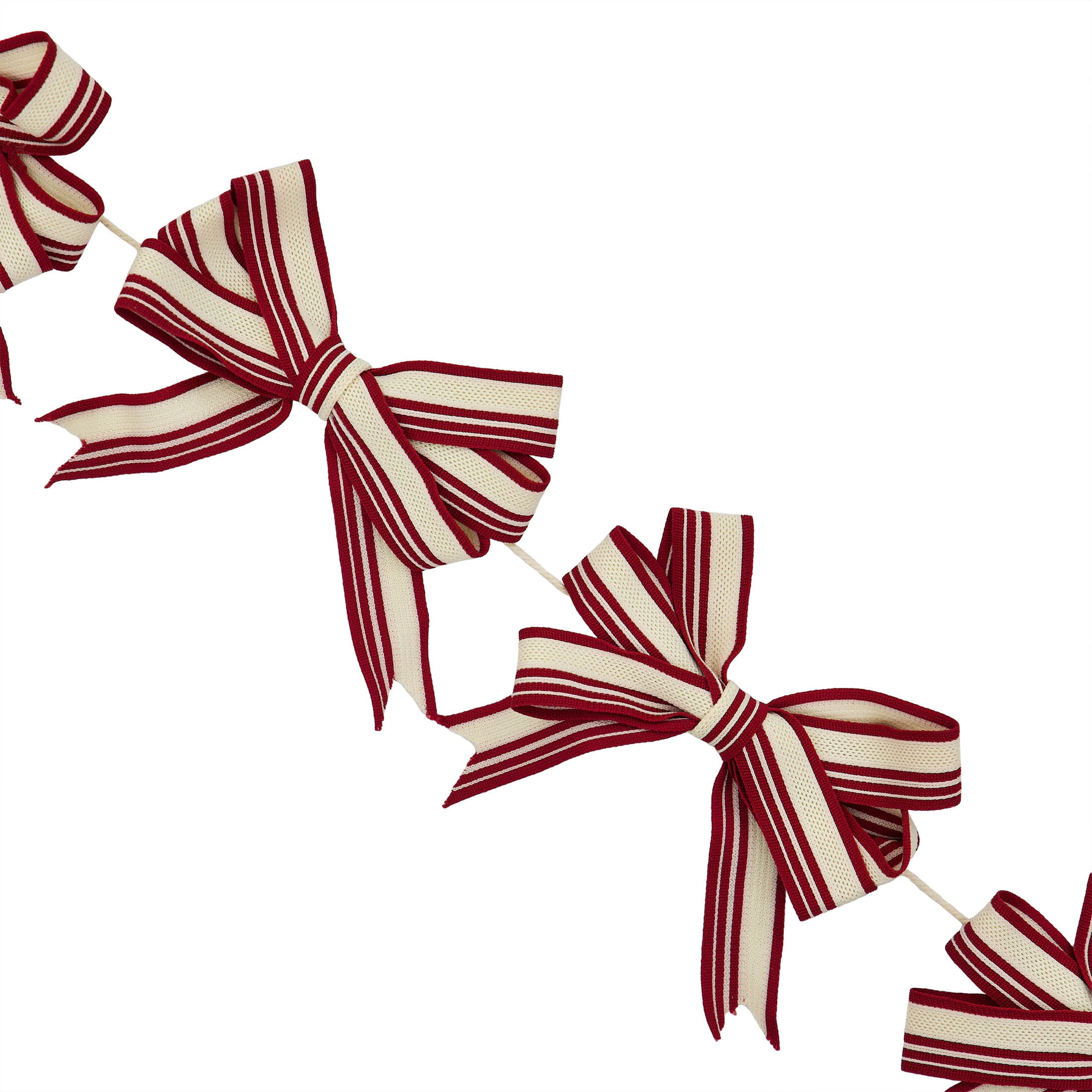 Fabric Striped Bow Christmas Garland, Red and White, 6', by Holiday Time